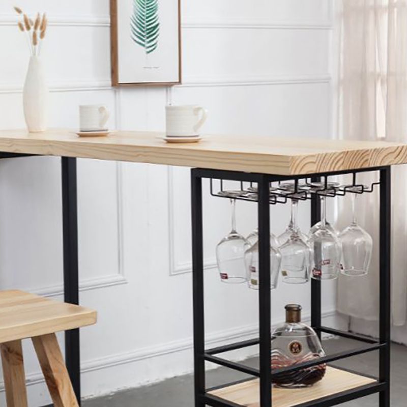 Industrial Rectangle Bar Table Set 1/2/3 Pieces Wooden Counter Table with Backless Stools