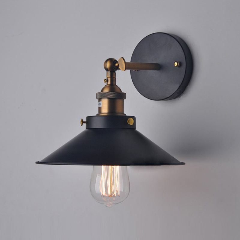 Metal Flared Wall Sconce Lighting Industrial Style 1 Light Wall Lamps