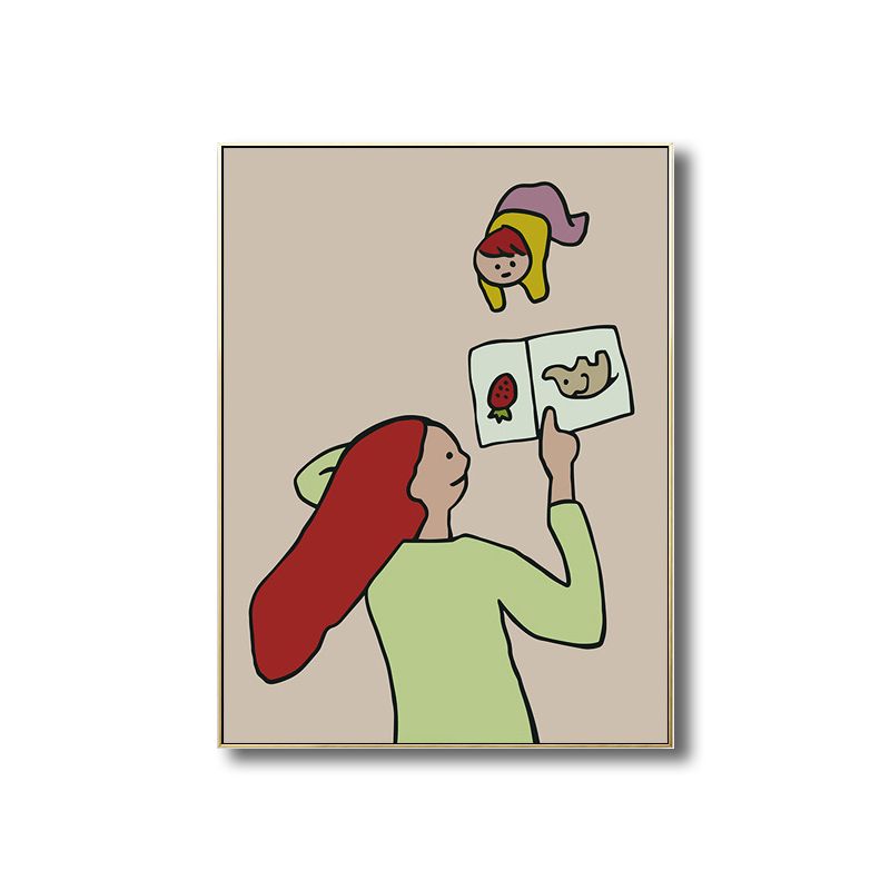 Family Moments Drawing Wall Art Pastel Canvas Print Wall Decor, Textured Surface