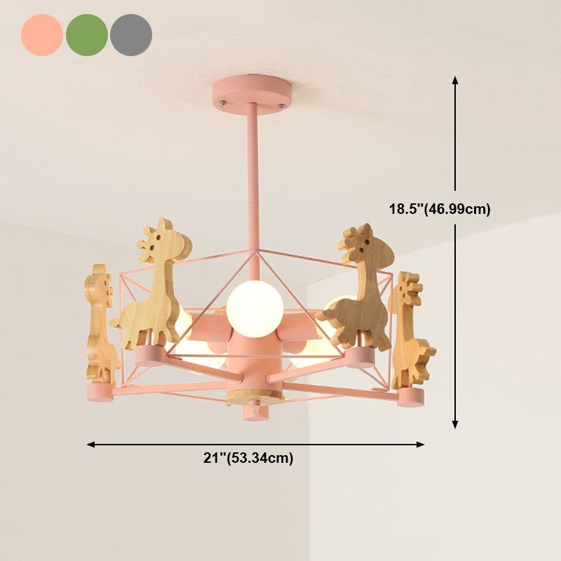 Nordic Style Macron Chandelier Metal 5 Head Pendant Lighting Fixtures for Bedroom