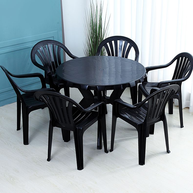 Silla de comedor de plástico de estilo contemporáneo, silla lateral apilable con brazo de comedor para cocina