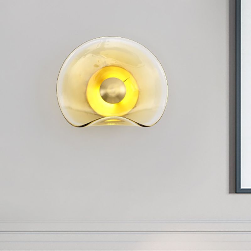 Runde goldene Glaswandleuchte Kolonial 1 Kopf Flush Bergwand Wandleuchte für Wohnzimmer