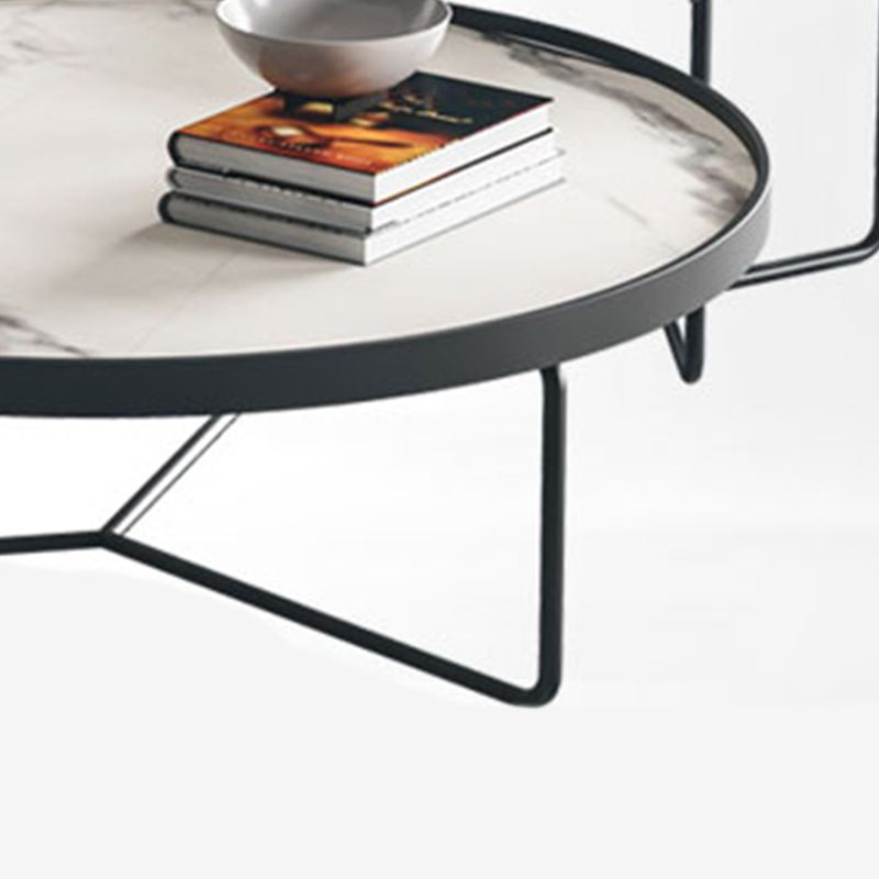 2 Piece Round Nesting Tables Modern Minimalist Slate Coffee Table