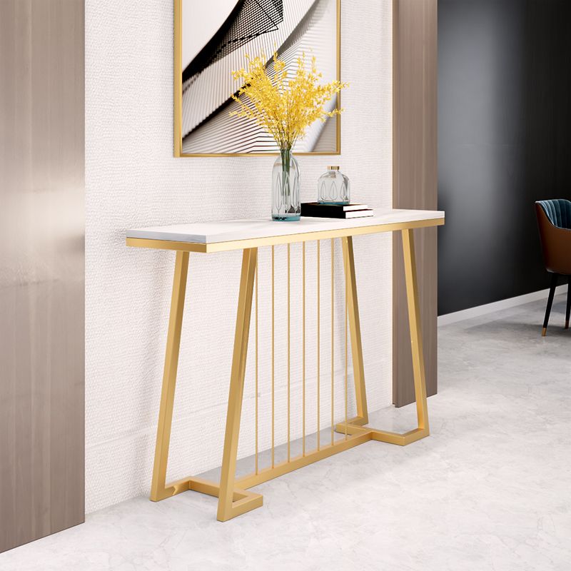 Contemporary Console Accent Table Rectangle Console Sofa Table in Marble