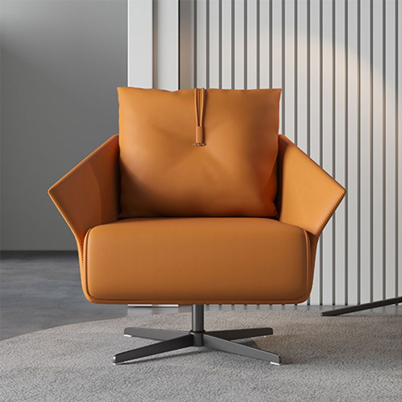 Contemporary Bonded Leather Pillow Back 4-Star Accent Armchair