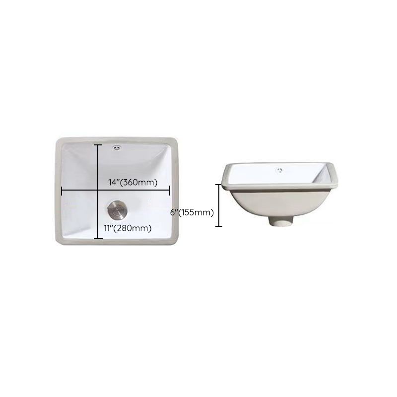 Modern Undermount Vanity Sink Oval Porcelain with Pop-Up Drain Bathroom Sink