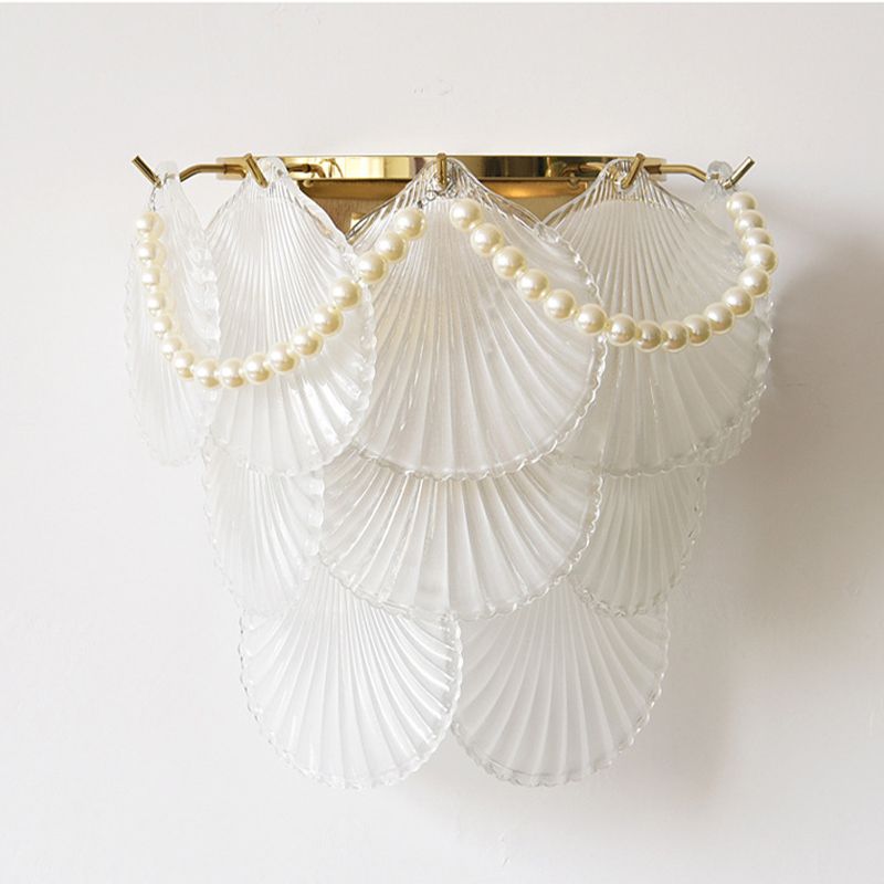 Postmodern Golden Wall Light Fixture with Glass Shade for Sitting Room