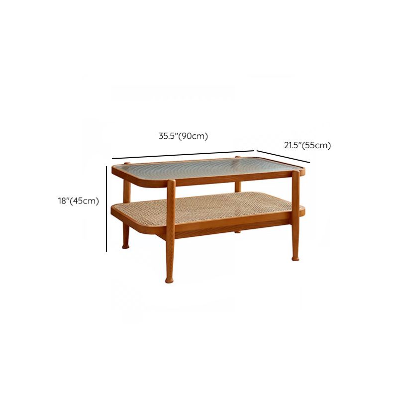 Tropical Coffee Cocktail Table Storage Solid Wood Coffee Table