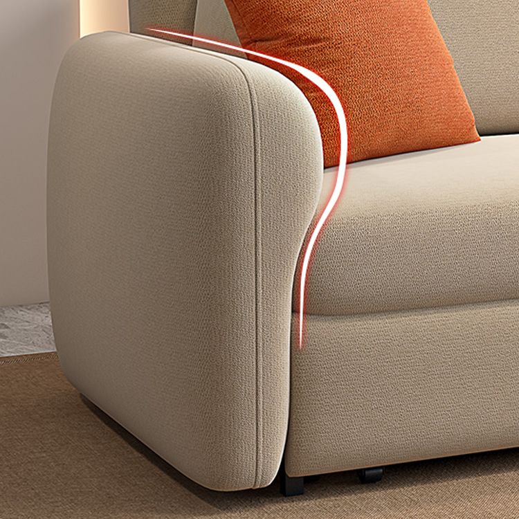 Beige Velvet Sleeper Sofa 31.49" Wide Scandinavian Sofa Bed with Upholstered