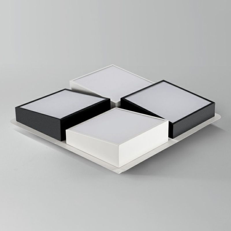 Black and White Checkered LED Flush Light Nordic Acryl-ausgehöhlte Deckenleuchte