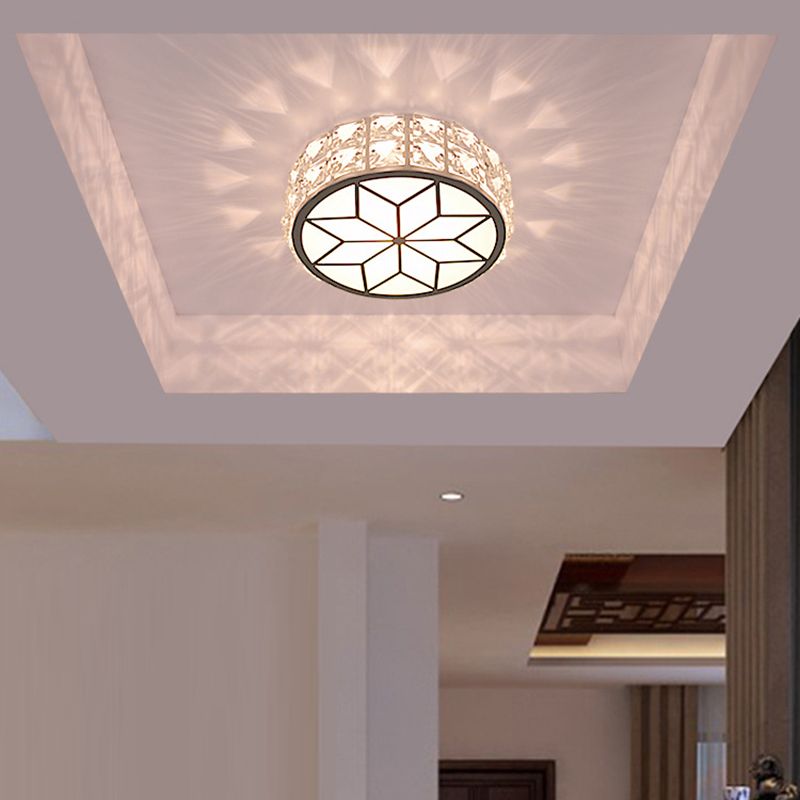 Circle Flush Mount Ceiling Lighting Fixture Modern LED Crystal Flush Mount Light