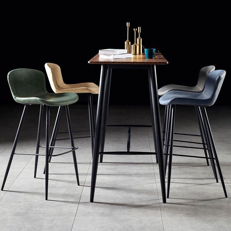 Scandinavian Bucket Backless Stool Leather Upholstered Counter Stool