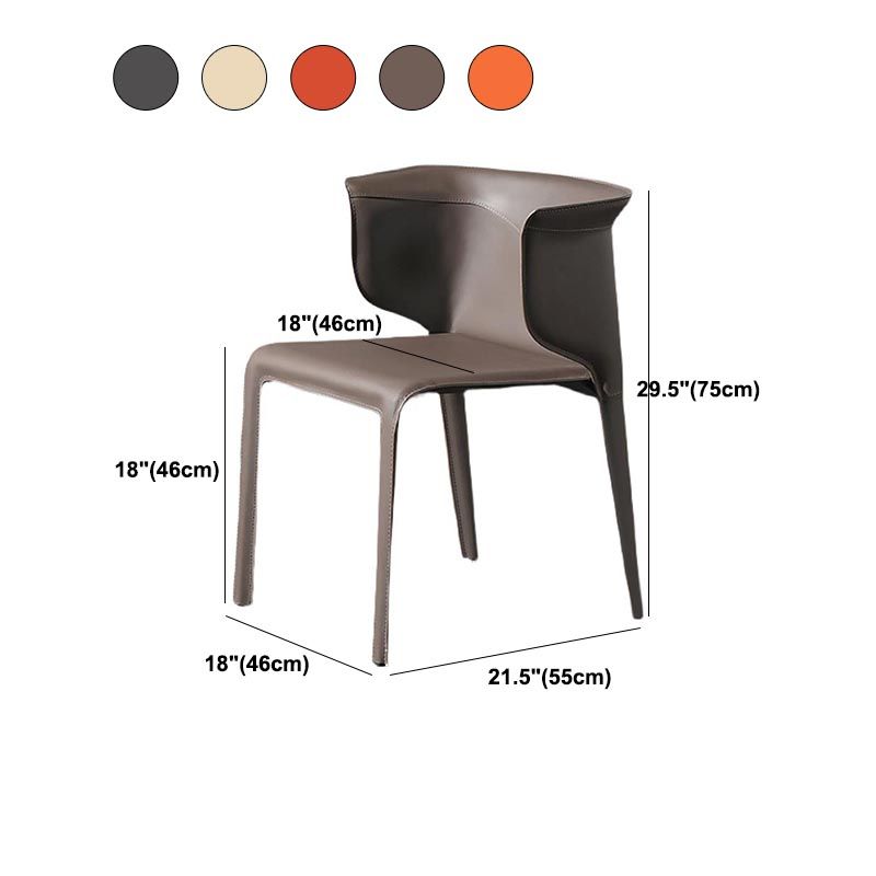 Metal Contemporary Indoor Chair with Leather Legs Matte Finish Side Chair for Dining Room