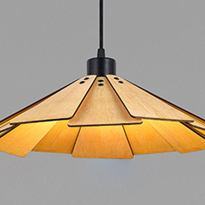 Modern Style Cone Shape Hanging Light Wood 1 Light Hanging Lamp for Living Room