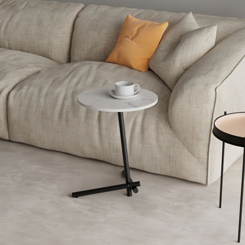 Contemporary Slate and Metal Single Coffee Table Frame Round Glam Coffee Table