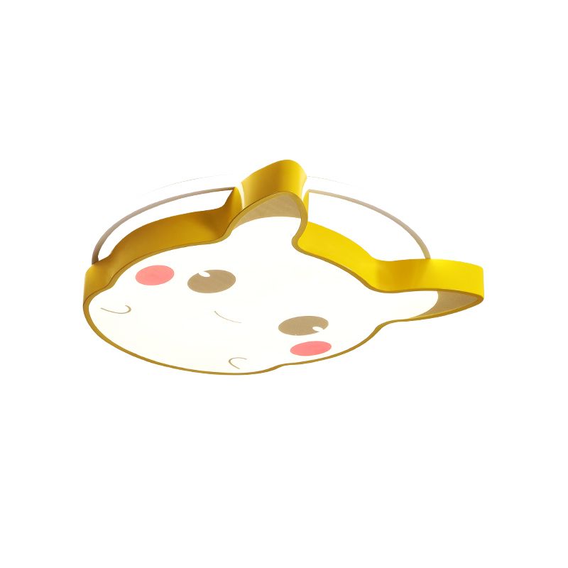 Cartoon Animal Flush Mount Light Acrylic LED Kids Bedroom Ceiling Flush in Yellow, Warm/White Light