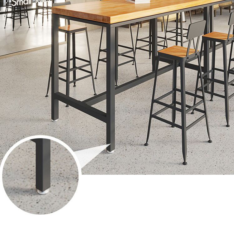 1/5/9 Pieces Industrial Iron Bar Table Set Pine Wood Bistro Set with Footrest