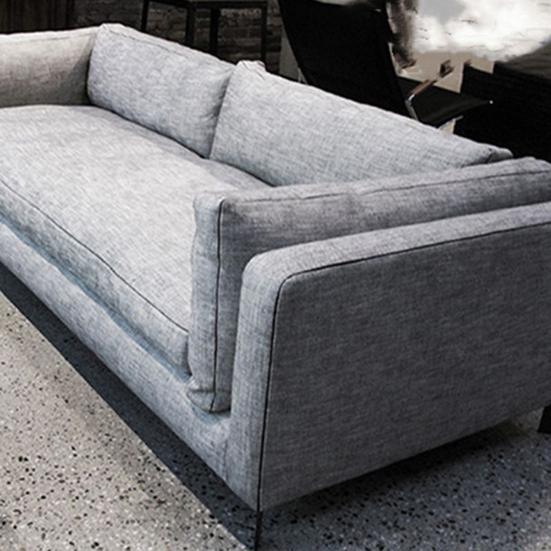 Modern Slipcovered Fabric Sofa 3-seater Tuxedo Arm Sofa in Gray