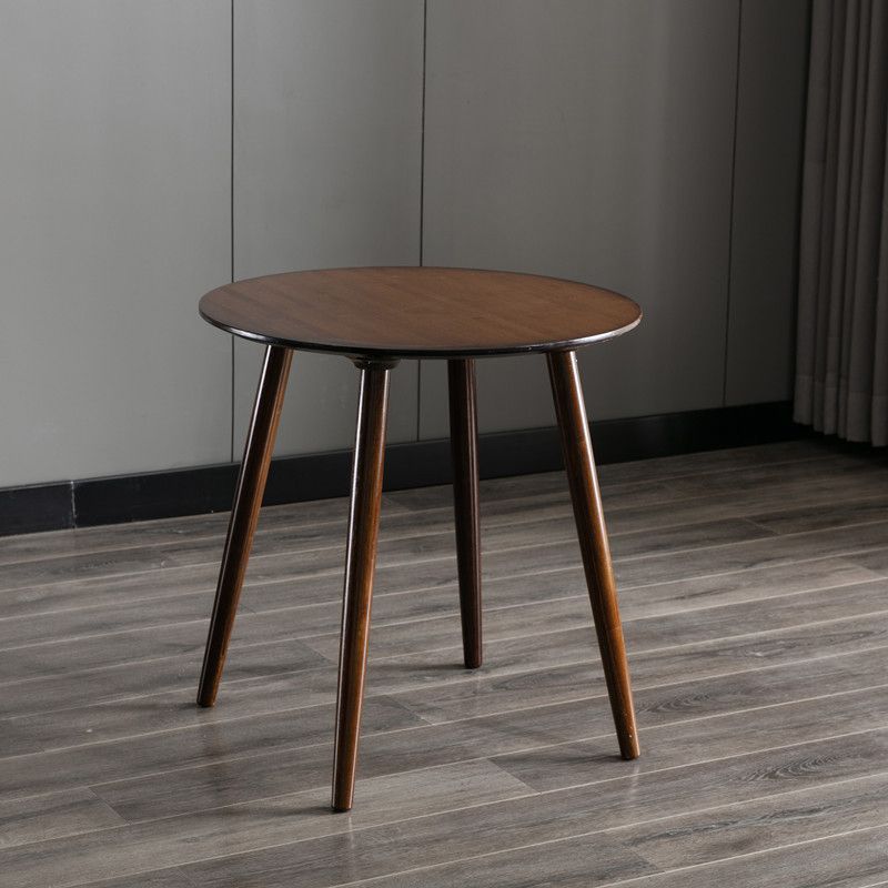 Brown/Natural Wood Living Room Side Table Round 4 Legs End Table