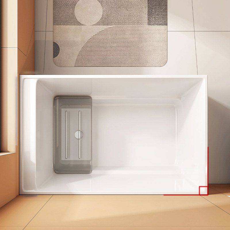 Modern Rectangle White Acrylic Bathtub Back to Wall with Drain Bath Tub