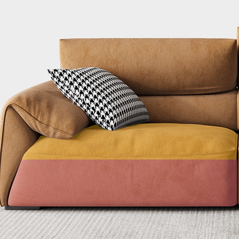 Adjustable Sewn Pillow Back Sofa Modern Pillow Top Arm Sofa in Brown