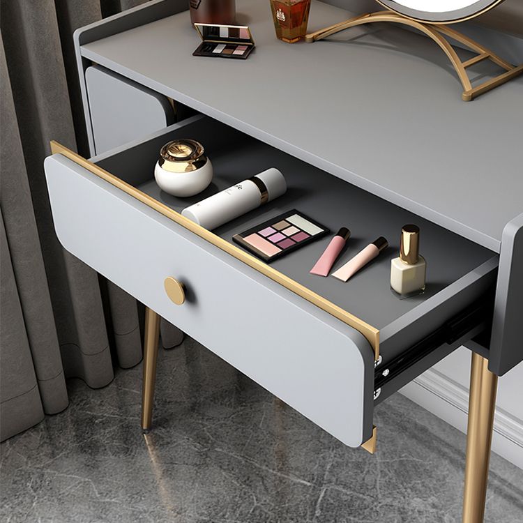Glam 32.28" H Wooden 2-drawer Dressing Table Make-up Vanity Stool