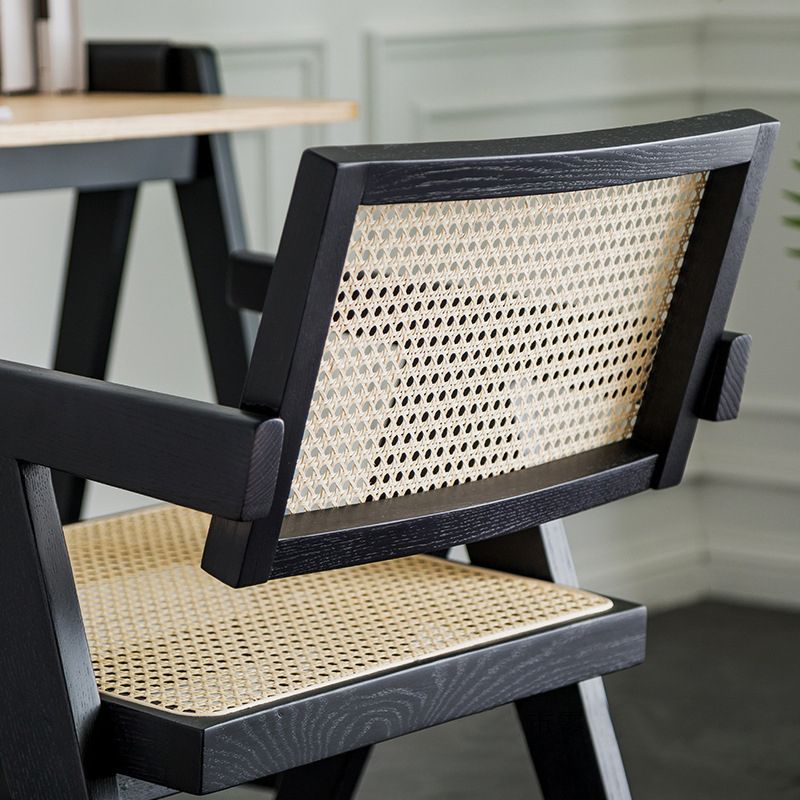 Contemporary Balcony Wood Arm Chair Matte Finish Open Dining Chair