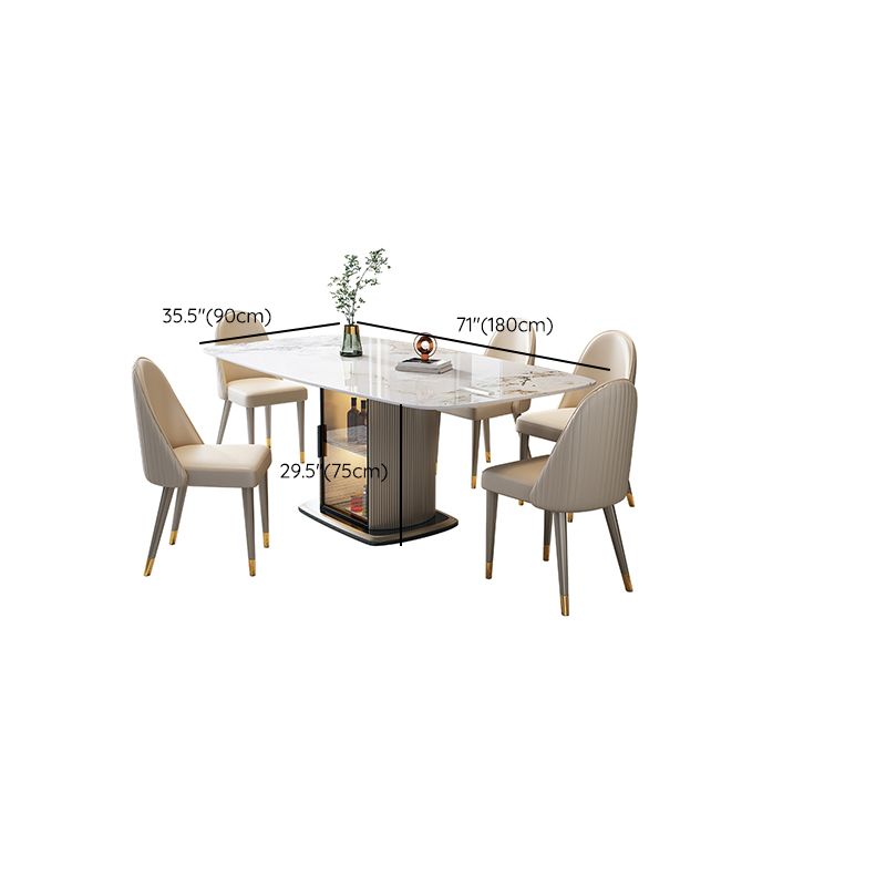 1/5/7 Pieces Modern Sintered Stone Top Dining Set with Storage