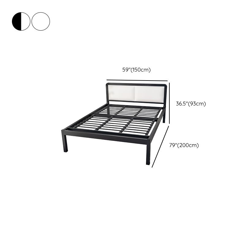 Metal Platform Bed 36.61" High Standard Bed with Upholstered Headboard