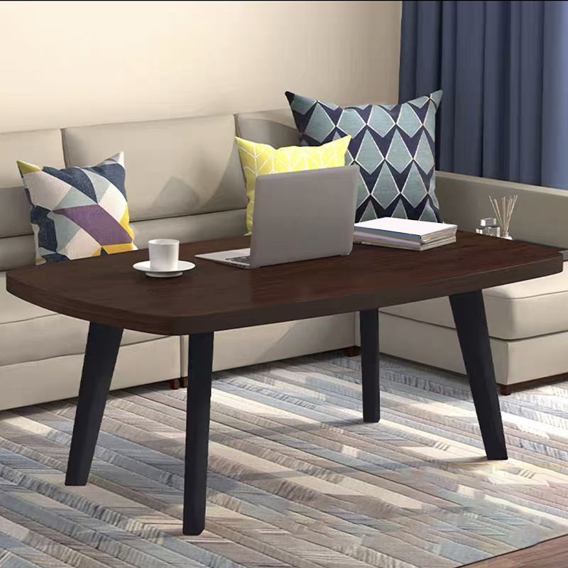 Nordic Style Rectangular 4 Legs Base Solid Wood Table with Storage Rack Coffee Table