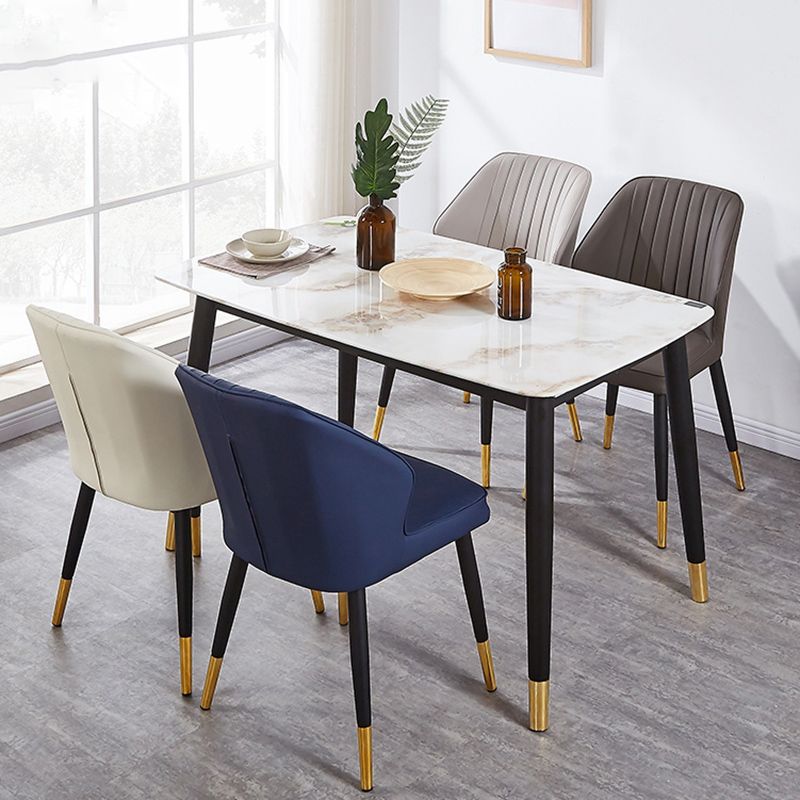 Modern Style Dining Side Chair with Metal Legs Armless Chair for Kitchen