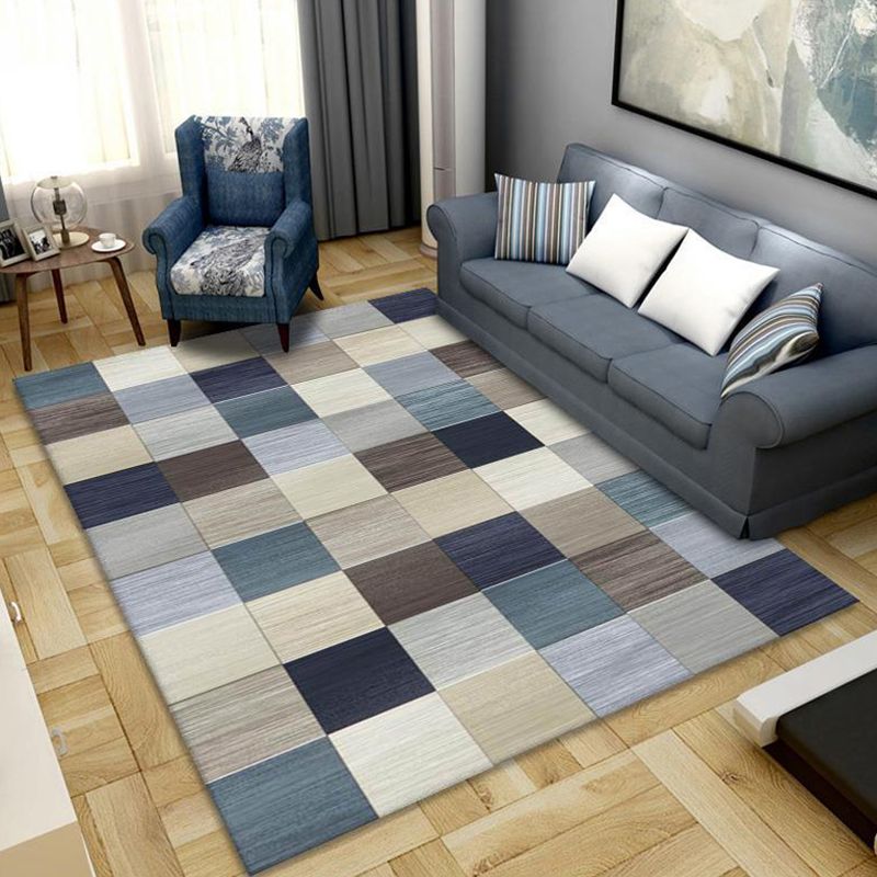 Modern Geometric Carpet Leisure Washable Area Rug Polyster Living Room Carpet with Non-Slip Backing