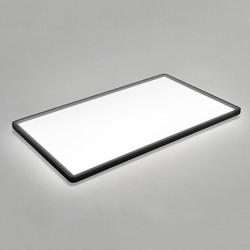 Acrylique simple rectangulaire LED plafonnier style nordique salon encastré noir luminaire