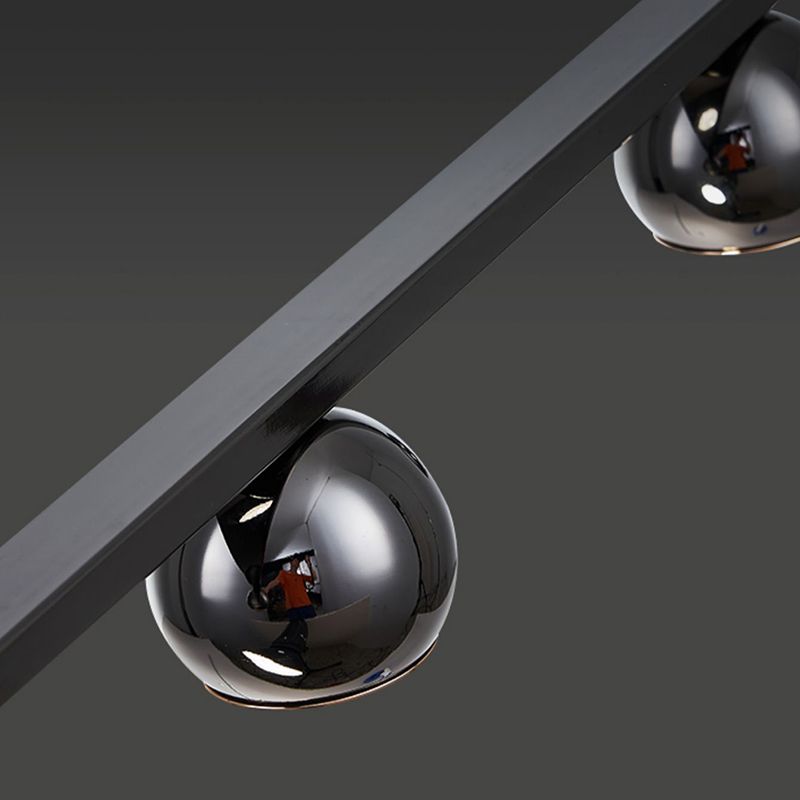 Contemporary Hanging Light Globe Island Light Fixture in Black for Dining Room