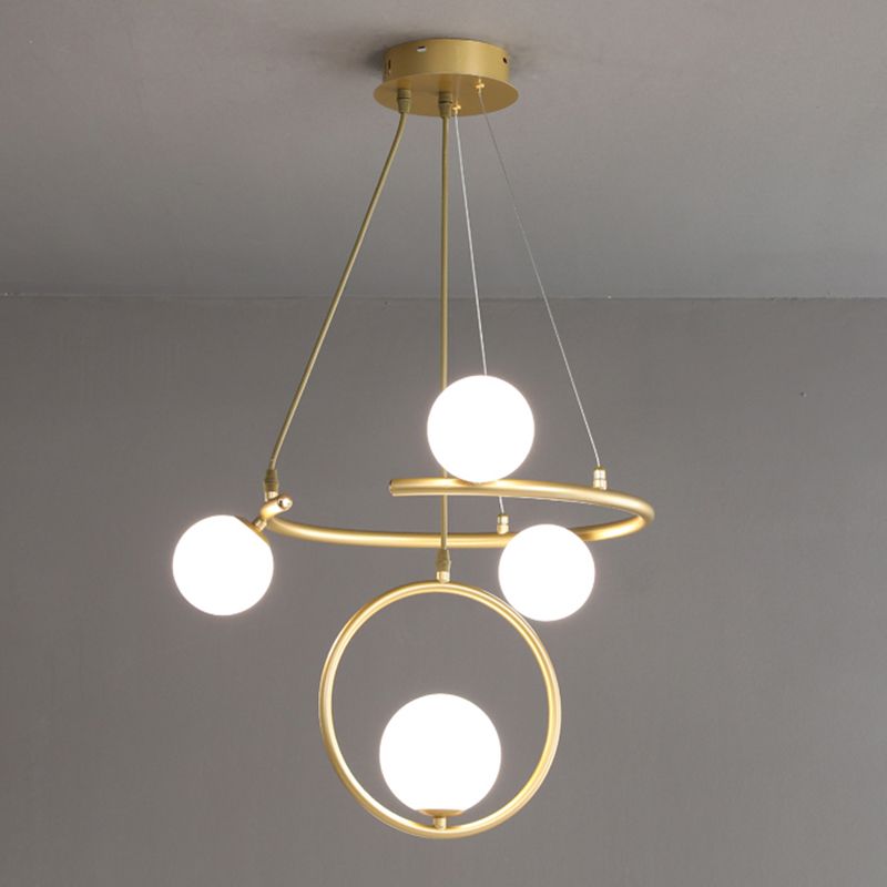 Glass Globe Pendant Light in Modern Creative Style Lacquered Iron Chandelier for Dining Room