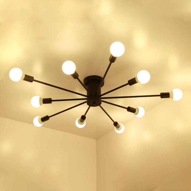 Plafondlamp in industriële stijl, metaal, multikop, inbouwlamp voor woonkamer
