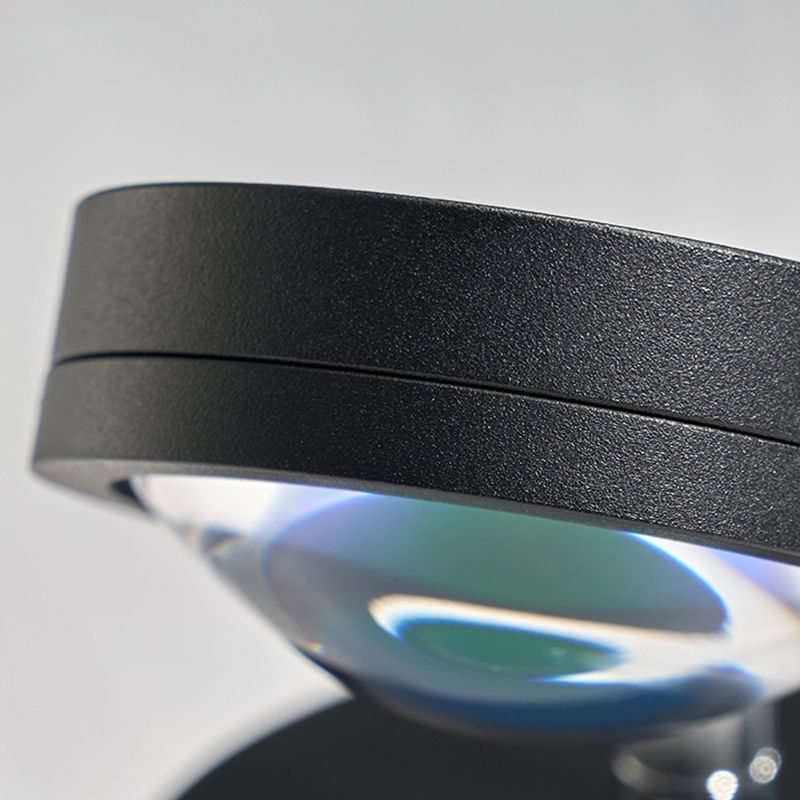 Round Sunset Projection Lamp Trendy Modern Metal Bedside LED Wall Light in Black