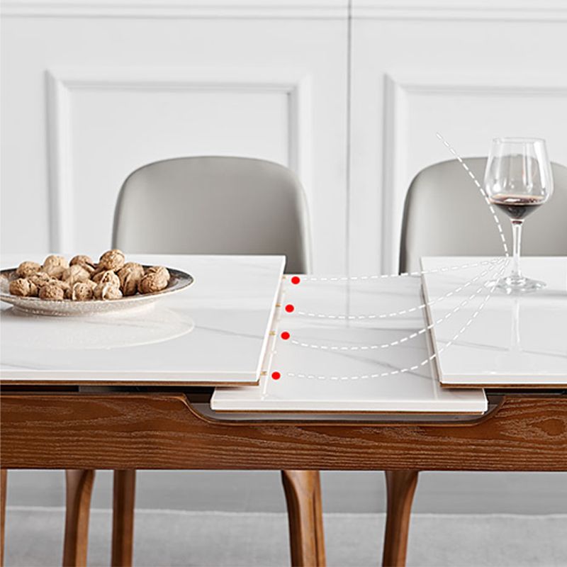Modern Rectangle Dining Room Table Sintered Stone Extendable Kitchen Desk