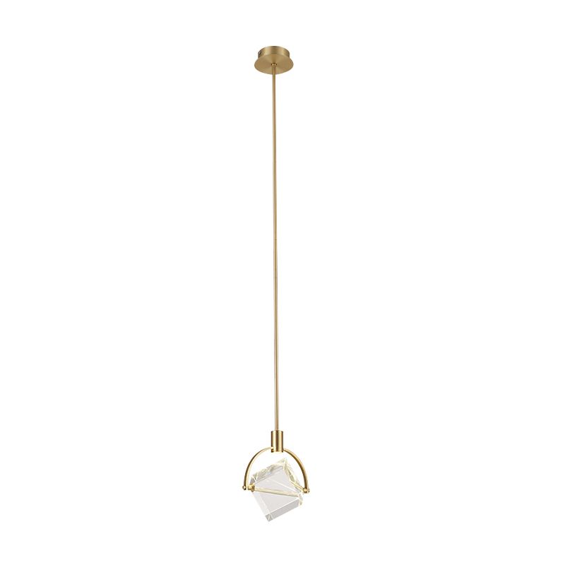 Helder glazen kubieke hangende lampkit eigentijds goud hanglamp plafondlicht voor slaapkamer