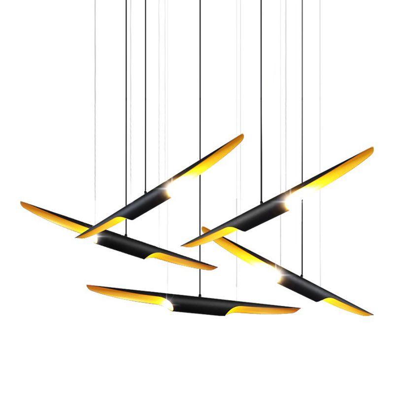 Industrial Pendant Light Linear Shape Island Lamp with Metal Shade for Living Room