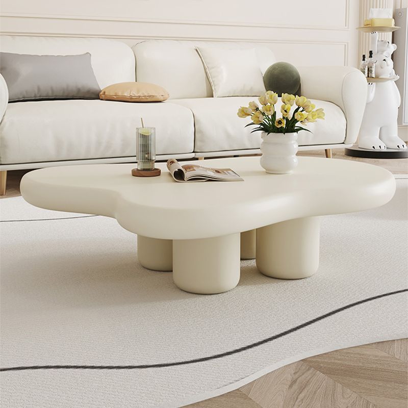 Modern Single Coffee Table No Distressing Free-Form 4 Legs Coffee Table