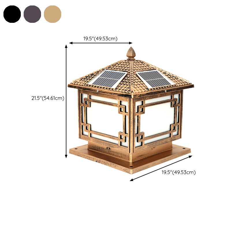 Contemporary Pillar Lighting Fixture Minimalist LED Solar Lamp for Garden