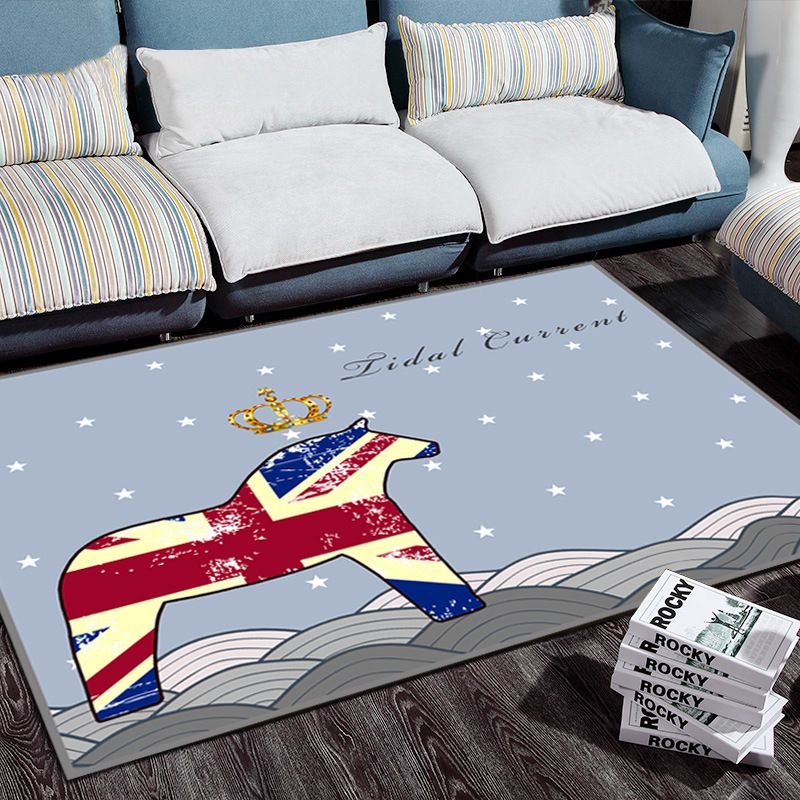 Personality Patterned Rug Multi Colored Nordic Carpet Synthetics Machine Washable Non-Slip Pet Friendly Rug for Great Room