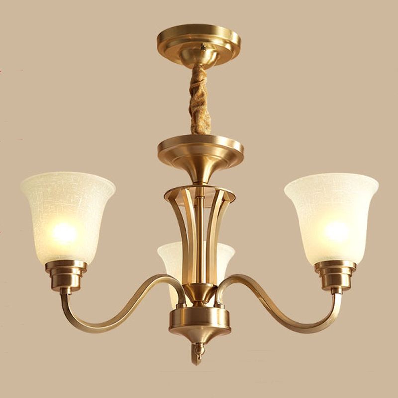 Bell Shape Pendant Lights Modern Glass Pendant Chandelier in Gold Finish