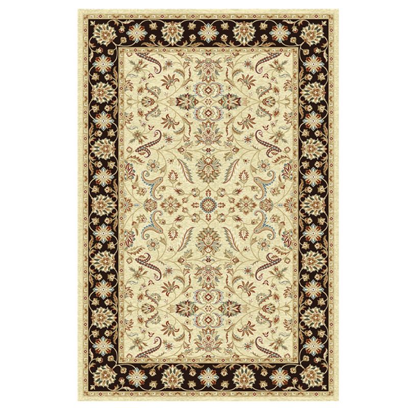 Brauner Ton Blumendruck Teppich Polyester traditioneller Anti-Rutsch-Rücken-Innenteppich für Wohnzimmer