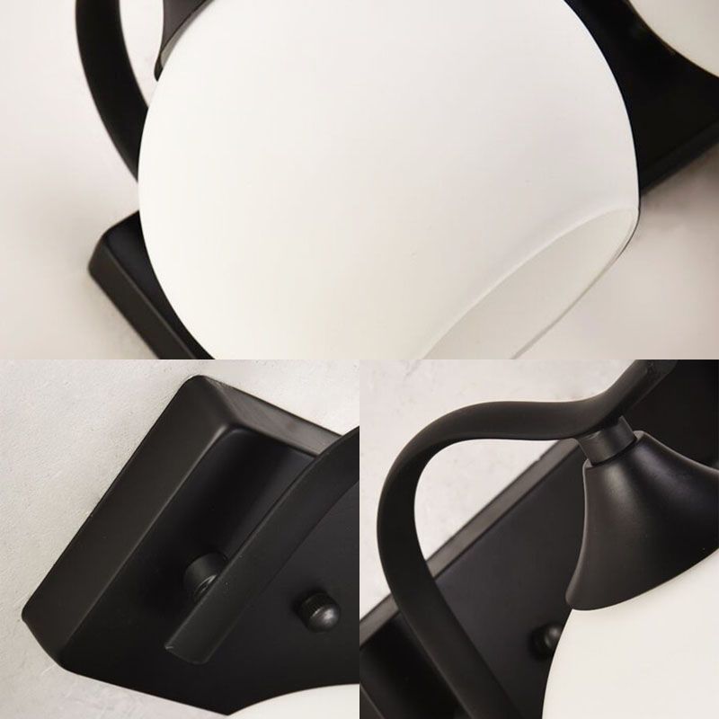 Global Wall Light Sconce Minimalist Glass Black Wall Lighting Fixture for Living Room