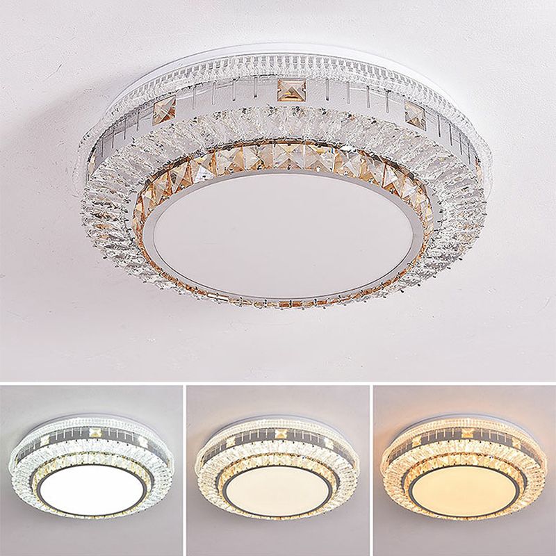 Modern Simple Ceiling Light Circle Shape Ceiling Lamp with Crystal Shade for Bedroom