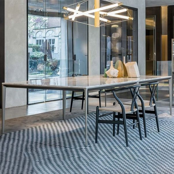 Modern Style Sintered Stone Table 4 Legs Aviation Aluminum Base Rectangle Table for Home