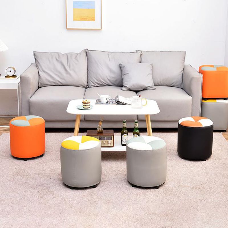 Modern Yellow Cube Water Resistant Color Piece Leather Indoor Cube