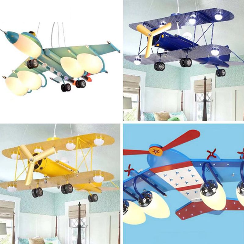 Contemporary Aircraft Shaped Chandelier Lighting Metal Kindergarten LED Pendant Light